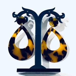 Acrylic Tortoise Shell Drop Earrings